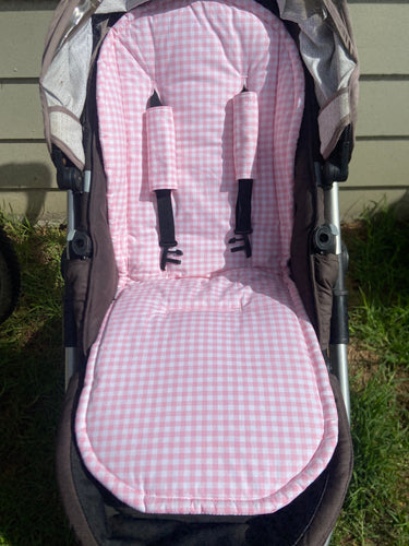 Pram Liner Gingham Pale Pink