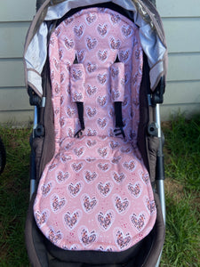 Pram Liner Universal Dusty Pink Hearts