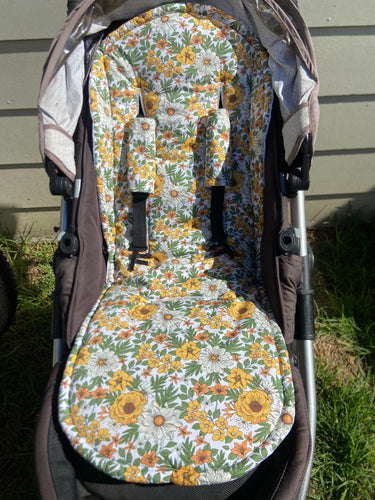 Pram Liner Universal Floral Yellow and Green